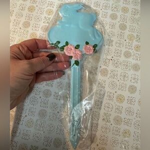 Metal blue plant/garden bunny stake